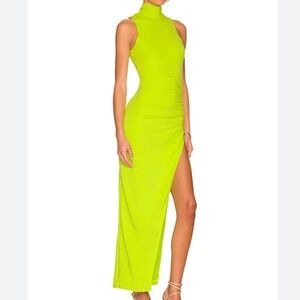Superdown janet slit midi dress xs. revolve mock neck bodycon maxi dress w slit
